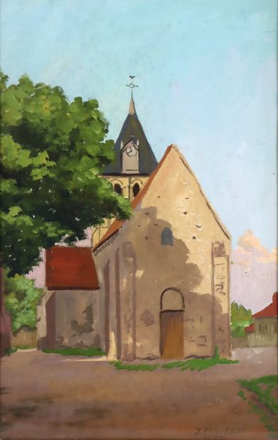 null Yves MOISAN (1908-1976).

L'église de Marzy.

Huile sur papier, signée en bas...