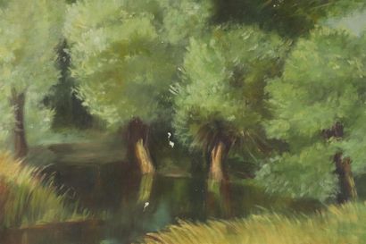 null Paul-Adrien BOUROUX (1878-1967), attribué à.

Paysage arboré de la campagne...