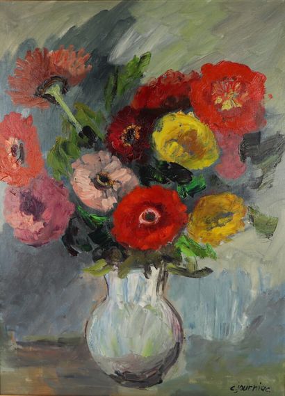 null Colette JOURNIAC (1929-2005).

Bouquet de fleurs.

Huile sur toile, signée en...