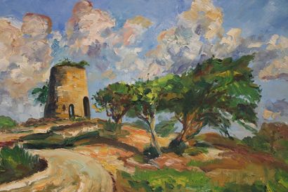 null Georges PRESTAT (1911-1994).

Moulin à cannes à sucre, Sainte Marguerite, Guadeloupe.

Huile...