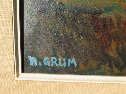 null Nénette MAGRUM, dit GRUM (1922-1992).

Pêcheur bleu.

Huile sur panneau, signée...