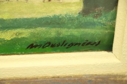 null André DESLIGNERES (1880 -1968).

Paysage à Urzy.

Huile sur carton, signée en...