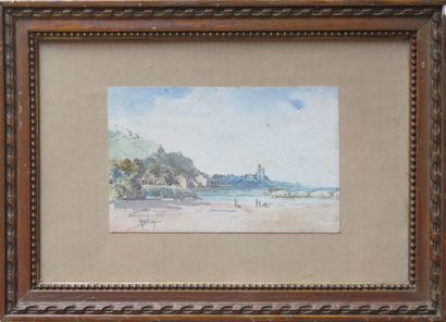 null Aimé BLIN (1872-1944).

Nevers, depuis le sable en bord de Loire 1916.

Aquarelle,...