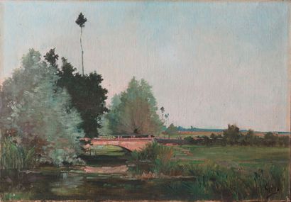 null Jean Clément CYR DEGUERGUE (1863-1935).

Le petit pont.

Huile sur toile, signée...