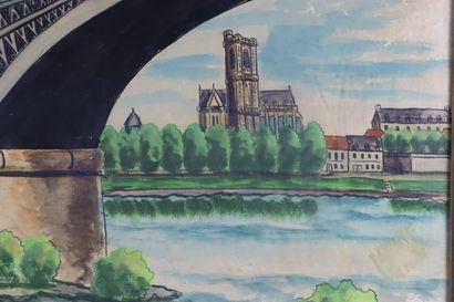 null Emile CHAMBON (1902-1959).

Nevers, le pont de chemin de fer.

Aquarelle sur...