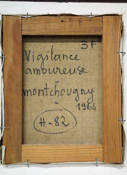 null Jean MONTCHOUGNY (1915-2008).

Vigilance amoureuse.

Huile sur toile, signée,...
