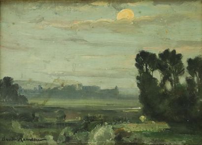 null Claude RAMEAU (1876-1955). 

Paysage au clair de lune (soir d'été à Gilly sur...