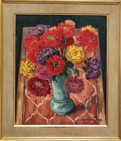 null REX BARRAT (1914-1974).

Les zinnias.

Huile sur toile, signée en bas à droite.

H_55,5...
