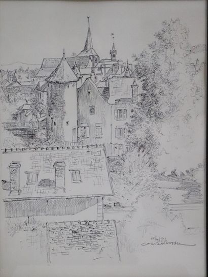 null Charles BOSSU (1911-1993).

Corbigny, les tours

Dessin, signé en bas à droite.

H_39...