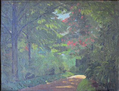 null Victor GAUTRON DU COUDRAY (1868-1957).

Un jardin luxuriant.

Huile sur carton...