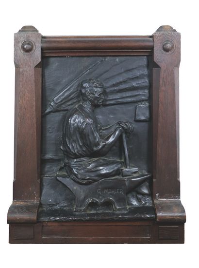 null Gustave MOHLER (1836-1920).

Le forgeron.

Important bas-relief en bronze à...