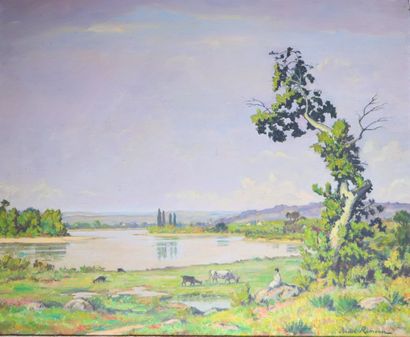 null Claude RAMEAU (1876-1955).

Berger en bord de Loire.

Huile sur toile, signée...