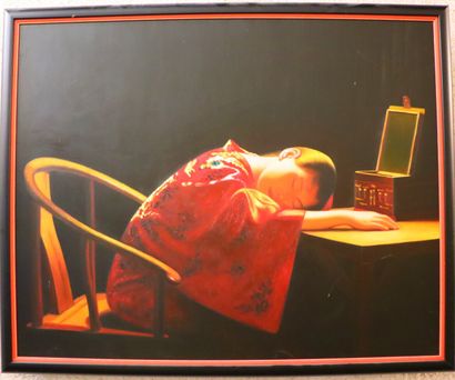 null Ecole chinoise du XXème siècle.

Femme endormie.

Huile sur toile.

H_62,5 cm...