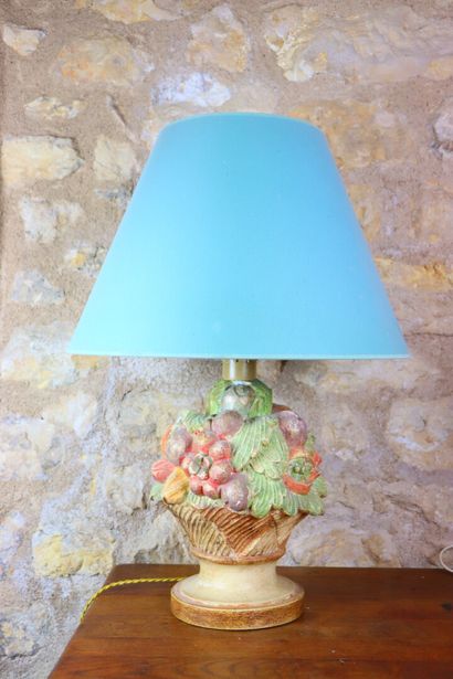 null Lampe en composition figurant un panier de fruits en trompe l'oeil

H_40 cm...