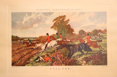 null Suite de quatre estampes anglaises figurant des scènes de chasse à courre au...