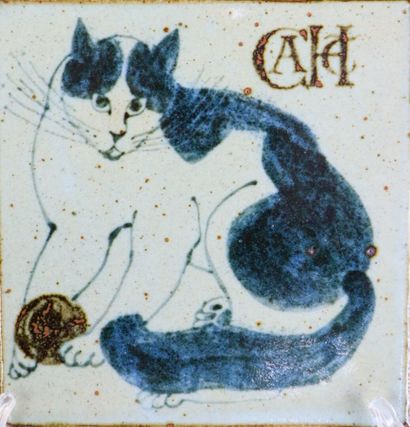 null Collection de chats comprenant : 

chat en grès, en émaux décoré à Longwy (éclat...
