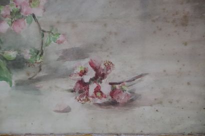 null Elisabeth MARTIN DES AMOIGNES (1858-1936). 

Bouquet de fleurs de cerisier....