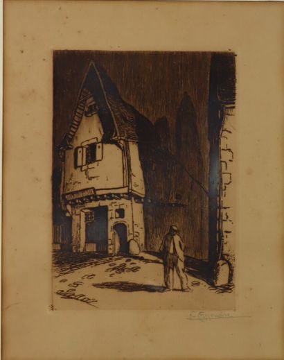 null Fernand CHALANDRE (1879-1924).

Nevers, rue de la Parcheminerie.

Bois gravé.

Signé...