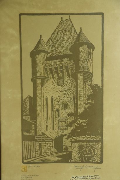 null Paul DEVAUX (1894-1949).

Nevers, La porte du Croux.

Gravure sur bois signée...