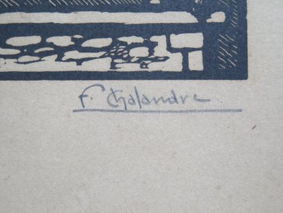 null Fernand CHALANDRE (1879-1924). 

Square Foch et Palais Ducal, 1920.

Bois gravé.

Signé...