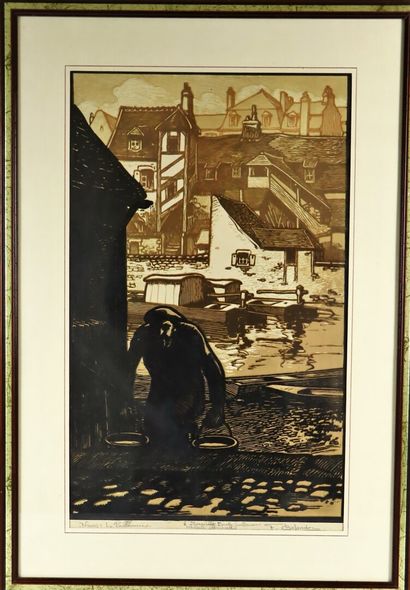 null Fernand CHALANDRE (1879-1924).

Nevers, la poissonnerie. 

Gravure sur bois...