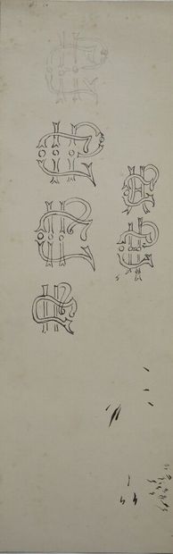 null Jean Clément CYR DEGUERGUE (1863-1935).

Muse peignant un monogramme, projet...