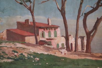 null Henri DIF (1864-1929).

Villa en bord de mer.

Huile sur toile non signée. 

H_74,5...