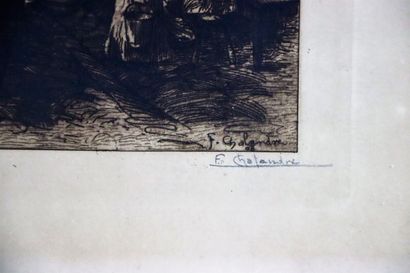 null Fernand CHALANDRE (1879-1924).

Nevers, l'escalier de la mère Oleyer, 1908.

Eau-forte.

Signée...