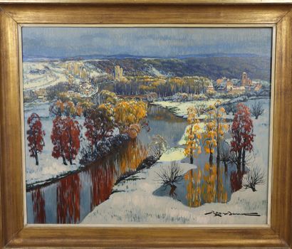 null REX BARRAT (1914-1974).

Paysage de neige à Mery sur Yonne.

Huile sur toile,...