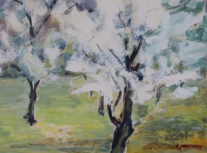 null Colette JOURNIAC (1929-2005).

Les arbres en fleurs.

Gouache signée en bas...