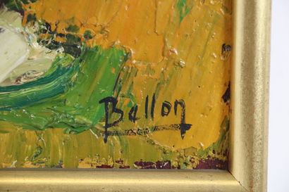 null Pierre BELLON (1930-2009).

Vache et charrue.

Huile sur toile, signée en bas...