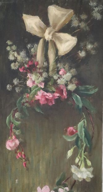 null Elisabeth MARTIN DES AMOIGNES (1858-1936).

Bouquets de fleurs noués. 

Paire...