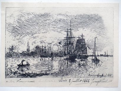 null Johan Barthold JONGKIND (1819-1891).

Soleil couchant, port d'Anvers. 1868....