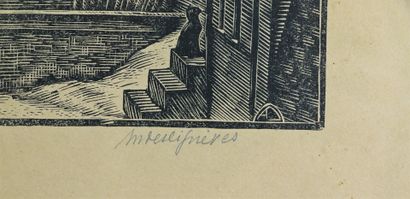 null André DESLIGNERES (1880-1968).

La Charité sur Loire.

Gravure sur bois, signée...