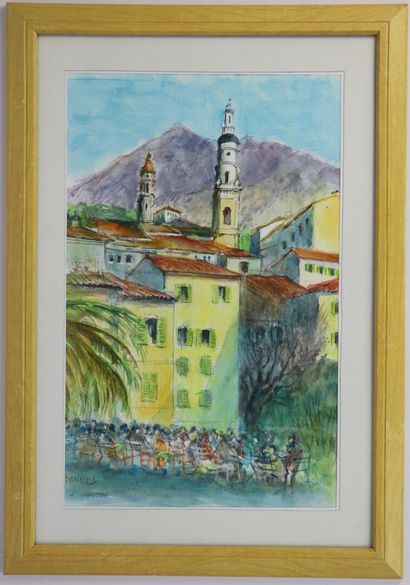 null Antoine PANEDA (1929).

Repos à Menton.

Aquarelle.

Signée et située en bas...