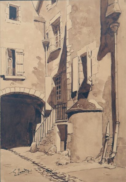 null Georges TARDY (1885-1980).

La Charité sur Loire, un porche et un escalier.

Dessin...