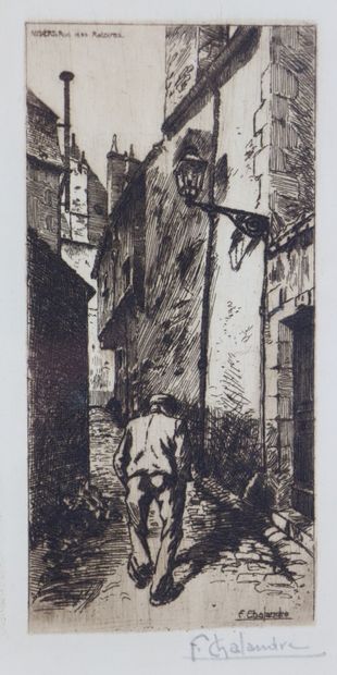 null Fernand CHALANDRE (1879-1924).

Nevers, rue des ratoires, 1908.

Eau-forte.

Signée...