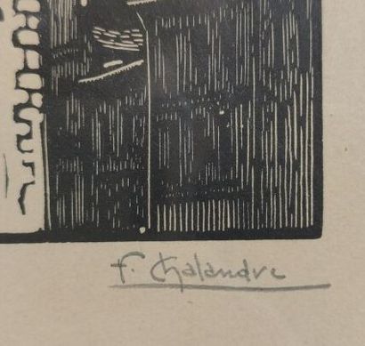 null Fernand CHALANDRE (1879-1924).

Nevers, le beffroi.

Bois gravé.

Signée au...