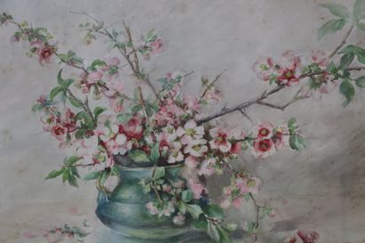 null Elisabeth MARTIN DES AMOIGNES (1858-1936). 

Bouquet de fleurs de cerisier....