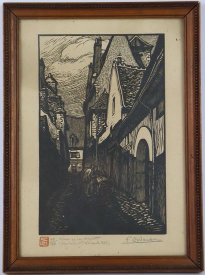 null Fernand CHALANDRE (1879-1924).

Nevers, la rue Maubert, 1923.

Bois gravé.

Signée...
