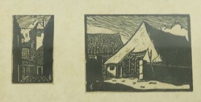 null 
Georges TARDY (1885-1980).
Vues de village, vue d'une ferme, meules de foin
Suite...