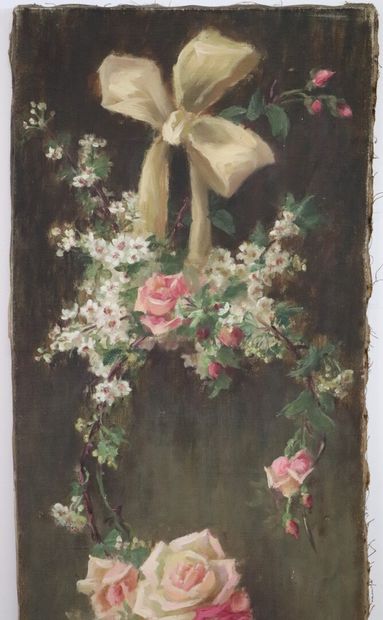 null Elisabeth MARTIN DES AMOIGNES (1858-1936).

Bouquets de fleurs noués. 

Paire...