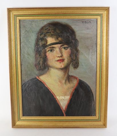 null Arduido COLATO (1880-1954).

Portrait de femme.

Huile toile marouflée sur panneau.

Signée...