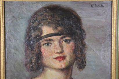 null Arduido COLATO (1880-1954).

Portrait de femme.

Huile toile marouflée sur panneau.

Signée...