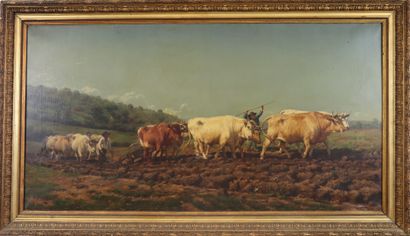 null Rosa BONHEUR (1822-1899), d'après. 

Labourage nivernais. 

Huile sur toile,...