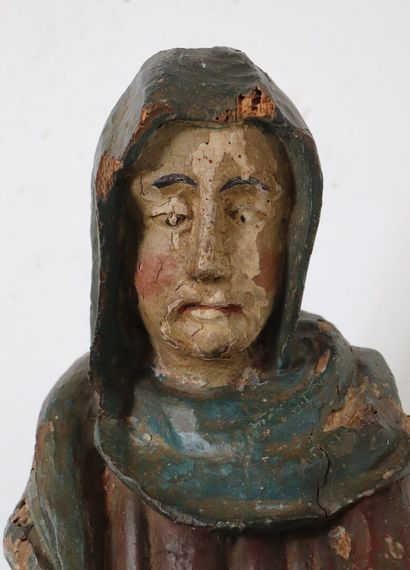 null Statue bois sculpté polychrome représentant une sainte femme. 

Epoque XVIIIème.

H_84...