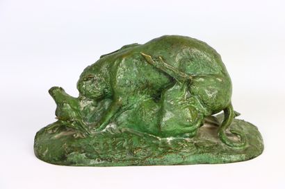 null Christophe FRATIN (1800 - 1864).

Lion attaquant un cerf. 

Bronze à patine...