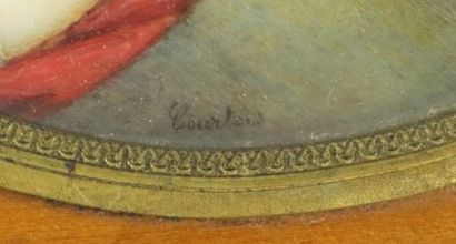 null COURTOIS (actif au XIXème siècle), 

Portrait de femme au collier de perles....