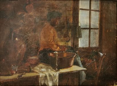 null A. BELHOMME - Actif au XIXème siècle.

Femme au chaudron 

Huile sur toile,...