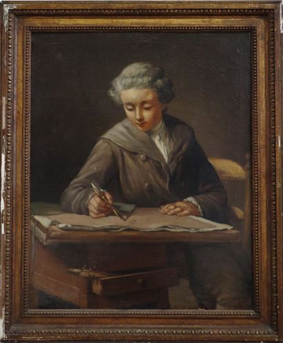 null Ecole Française du XVIIIème siècle.

Portrait de jeune homme dessinant. 

Huile...